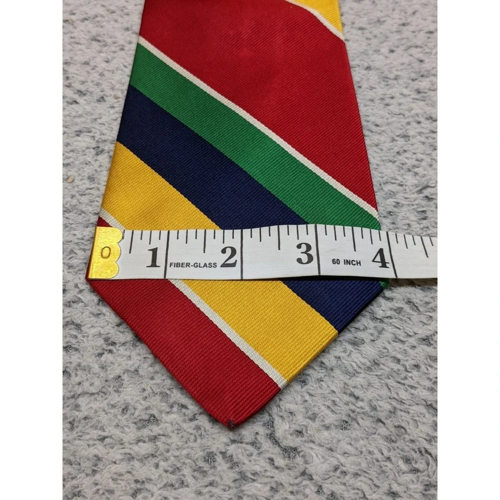 Vtg Brooks Brothers Repp Tie Red Yellow Green Stripe Silk‎ USA Regimental Preppy